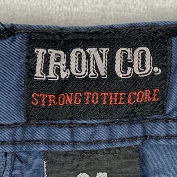 NWT Iron Co Cargo Shorts Mens 34 Indigo Blue Casual with Belt  Pockets Cotton - Picture 6 of 11